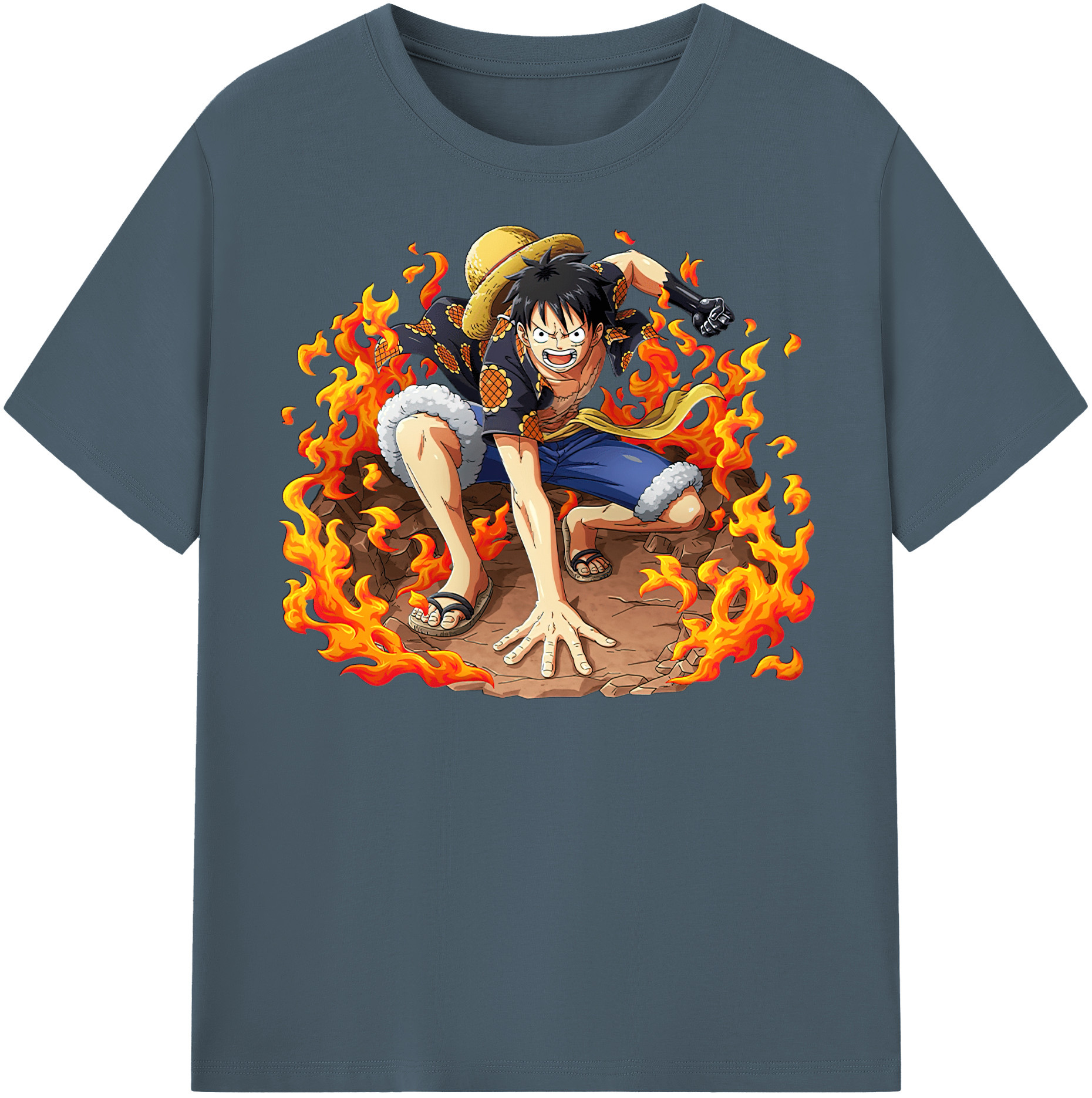ワンピース モンキー・D・ルフィ ONE PIECE Monkey D. Luffy 綿100％半袖Tシャツ（フロントプリント）